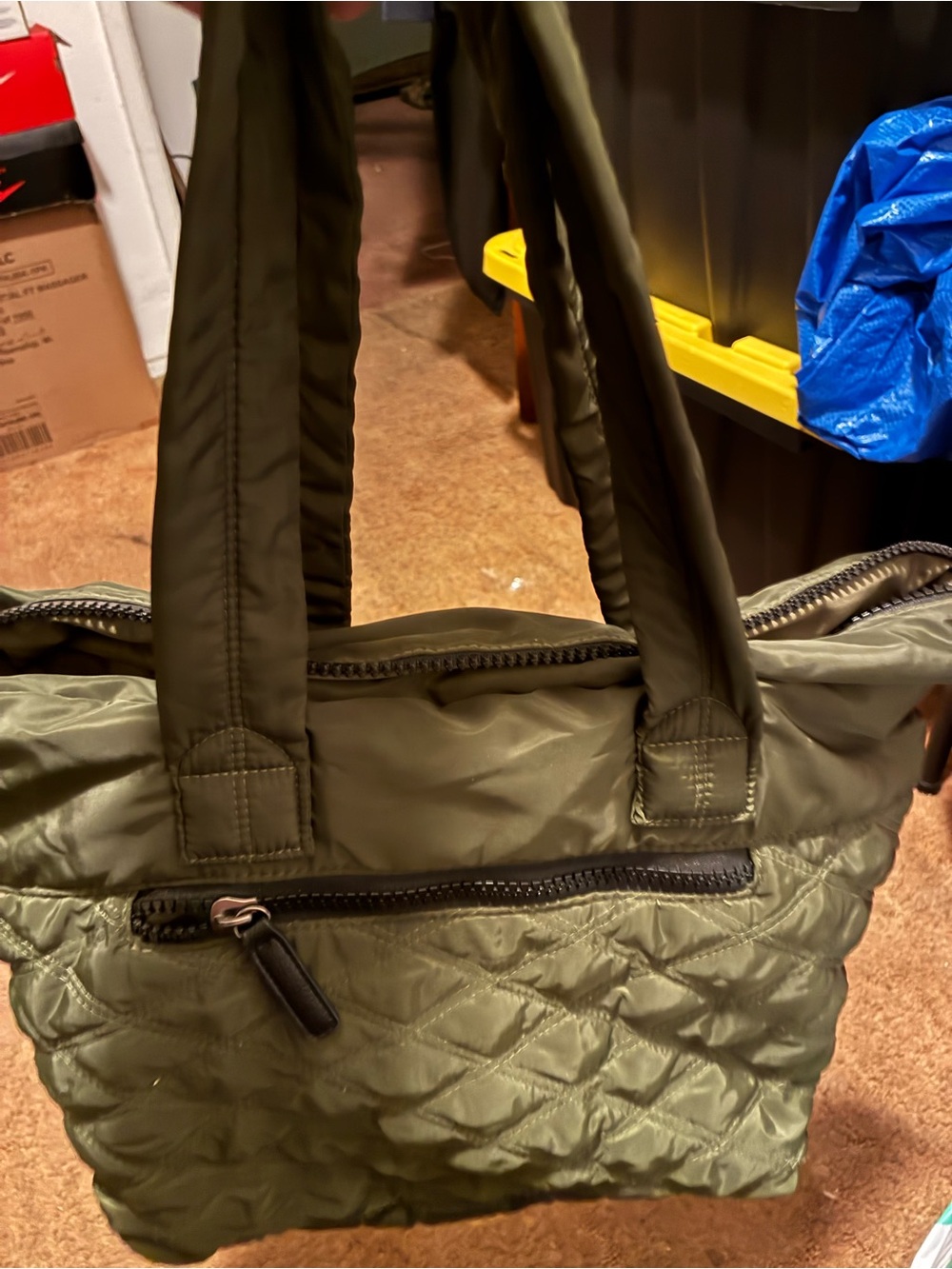 Sondra Roberts Quilted Olive Tote Bag
